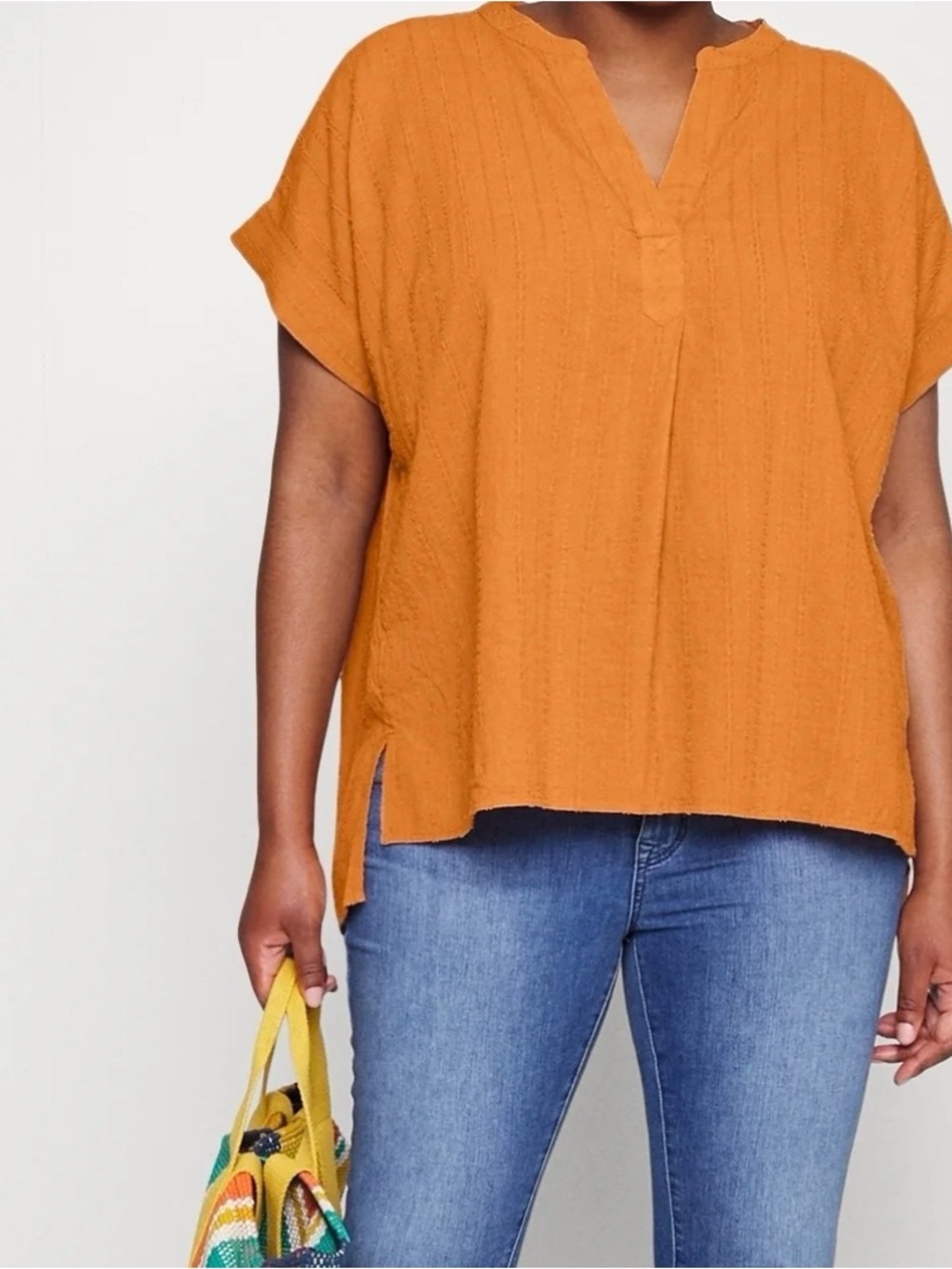 Madewell Split-Hem Tunic Top in Mustard Orange Size XS